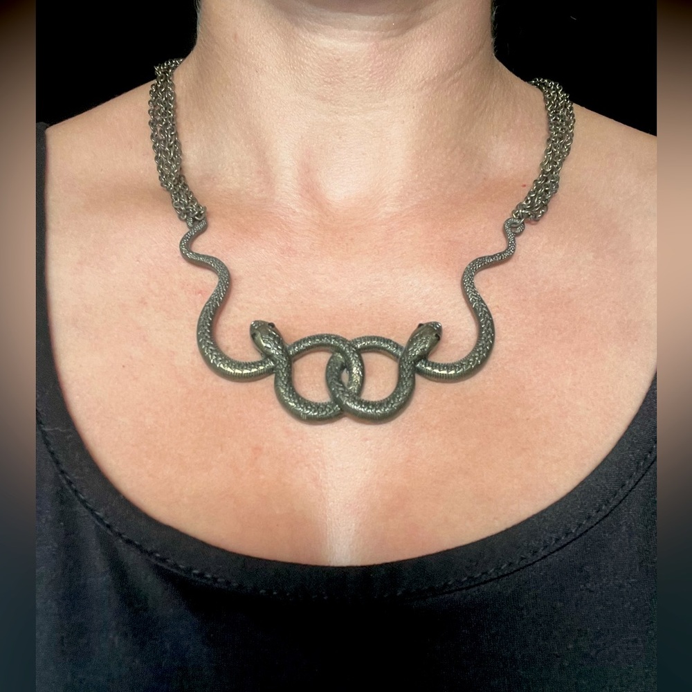Snake Necklace with black rhinestone eyes